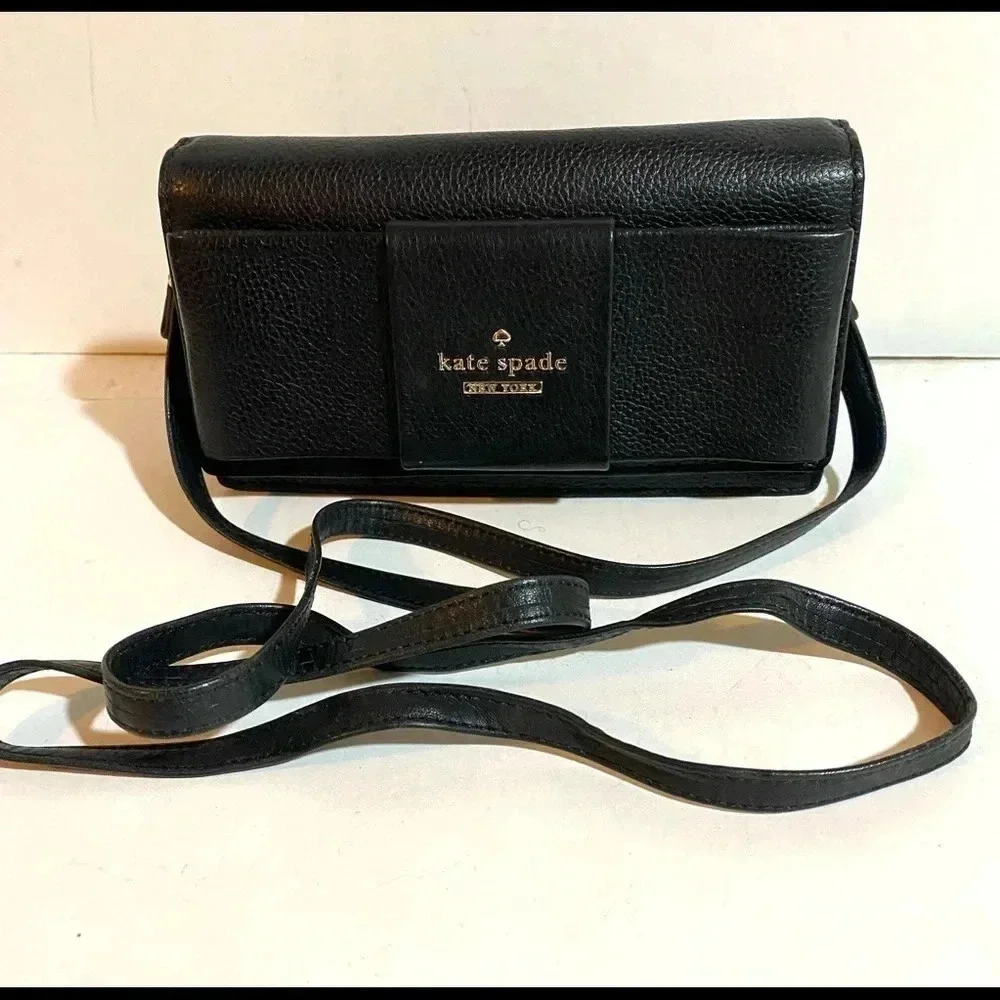 Kate spade black leather crossbody handbag